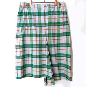 Tibi Plaid Print Midi Skirt